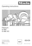Miele Platinum G 892 SC Operating instructions
