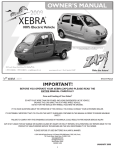 Zap XEBRA ZAPCAR Series Owner`s manual