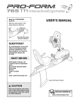 ProForm 765 Tr Bike User`s manual