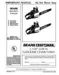 Craftsman 358.356101 Important Operator`s manual
