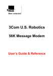US Robotics 56K MESSAGE MODEM - QUICK  FOR WINDOWS User`s guide