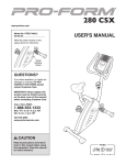 ProForm 280 Csx Bike User`s manual