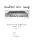 Sarno Music Solutions Revelation Tube Preamp Owner`s manual