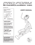 ProForm STRIDE SELECT PFEL3926.0 User`s manual