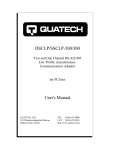 Quatech Asynchronous Communications Adapter for PCI bus DSCLP/SSCLP-100 User`s manual