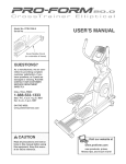 ProForm 20.0 CrossTrainer User`s manual