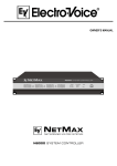 Electro-Voice System Controller NetMax N8000 Owner`s manual