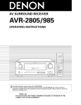 Denon AVR 2805 - AV Receiver Operating instructions