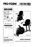 Pro-Form SEARS 831.288300 User`s manual