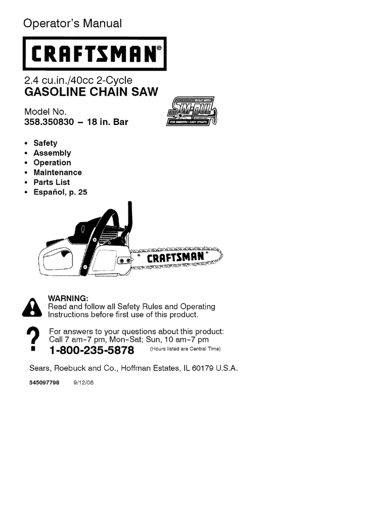 Craftsman 40cc Chainsaw Fuel Line Diagram