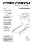 ProForm 680 Mrt Treadmill User`s manual