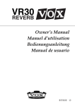 Vox VR30 Owner`s manual