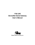 Western Reserve Controls 1782-JDO User`s manual