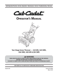 Cub Cadet 826 SWE Operator`s manual