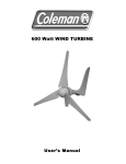 Coleman 600 Watt WIND TURBINE User`s manual