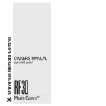 Universal Remote Control RF30 MASTERCONTROL Owner`s manual
