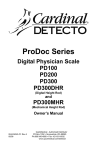 Cardinal Detecto PD300MHR Owner`s manual