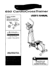 ProForm 650 Cardio Cross Trainer Elliptical User`s manual