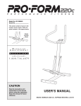 ProForm 220c Stepper User`s manual