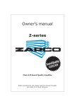 zapco Z-series Owner`s manual
