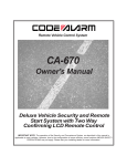 Code Alarm CA-670 Owner`s manual