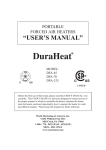 World Marketing of America DuraHeat DFA-70T User`s manual