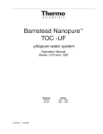 Barnstead NANOpure DIamond UF Specifications