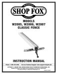 Woodstock SHOP FOXW2005 Instruction manual