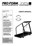 ProForm T9.1 Treadmill User`s manual