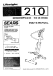 Sears Lifestyler ST210 User`s manual