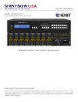 Vertex Standard 8x8 HDMI-HDBaseT Matrix Switcher Instruction manual