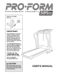 ProForm 585 Treadmill User`s manual