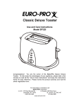 Classic Deluxe Toaster Use and Care Instructions Model EP325