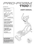 ProForm 1100 E Elliptical User`s manual