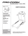 ProForm 500i Treadmill User`s manual
