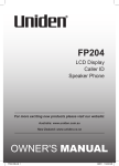 Uniden FP204 Owner`s manual