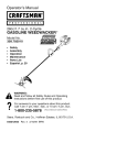 Craftsman GASOLINE WEEDWACKER 358.7951 Operating instructions