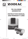 Zodiac TRI CHLORINE GENERATOR Instruction manual