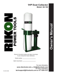 Rikon Power Tools 60-100 Owner`s manual