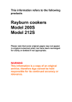 Rayburn 200S Specifications