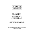 Manley MANLEY REFERENCE DIGITAL TO ANALOGUE CONVERTER Owner`s manual