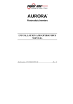 Aurora PVI-3600-OUTD-UK-F-W   oper Operator`s manual