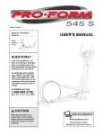 ProForm heart rate monitor 545S User`s manual
