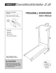 Weslo CARDIO STRIDE 2.0 User`s manual