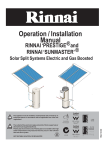 Rinnai SPLIT SOLAR Installation manual