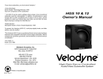 Velodyne Digital Servo DS-10 Owner`s manual