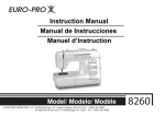 Euro-Pro 8260 Instruction manual