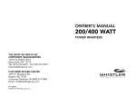 Whistler 800 WATT POWER INVERTER Owner`s manual
