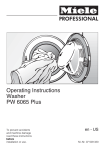 Miele PW 6065 Plus Sluice Operating instructions