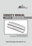 Royal Sovereign APL-330U Owner`s manual